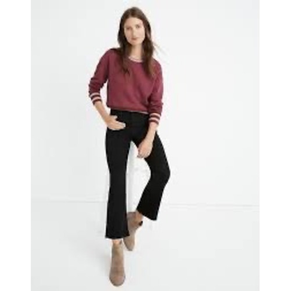 Madewell Cali Demi-Boot Jeans Black Cropped Flare Petite‎ Size 28P High Rise